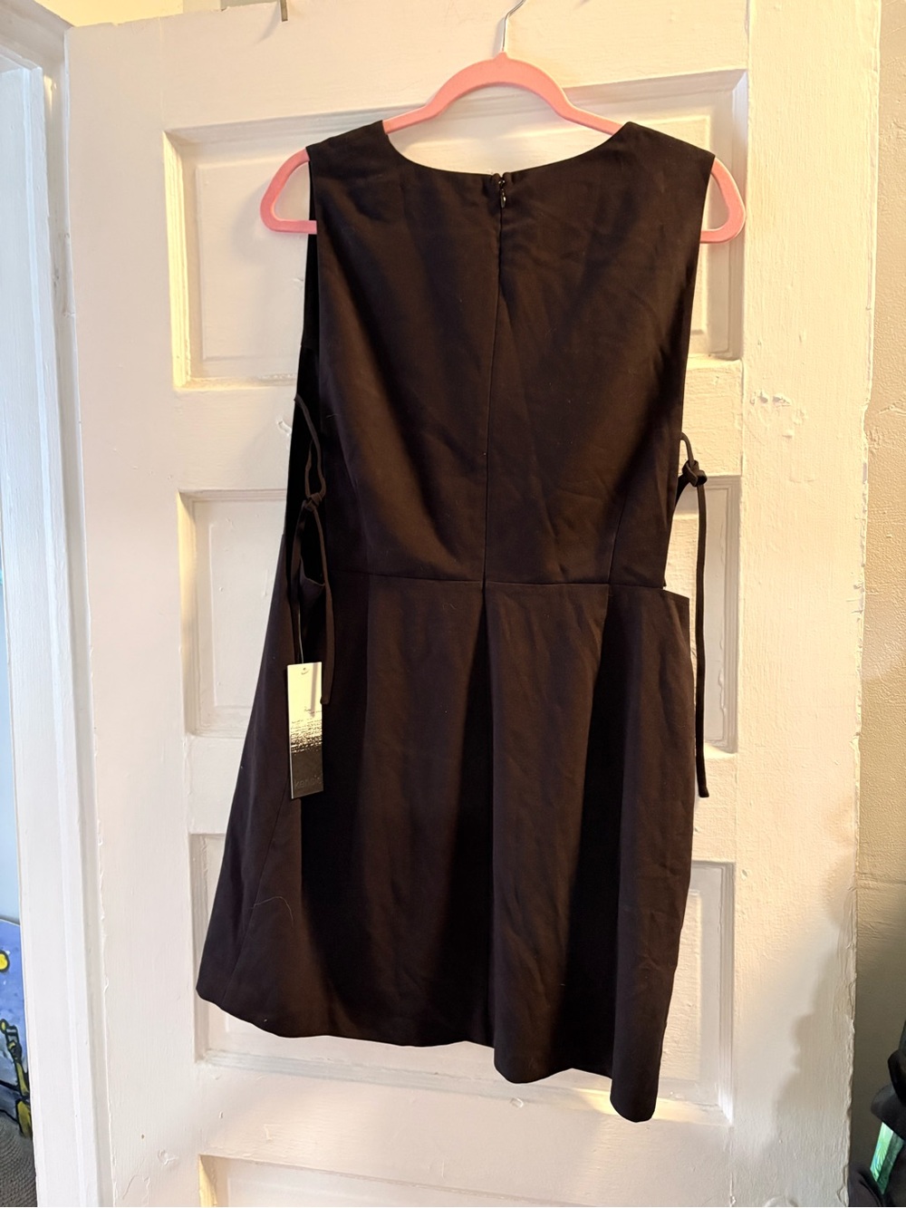 Sleeveless Black Mini Dress with Side Tie Detail
